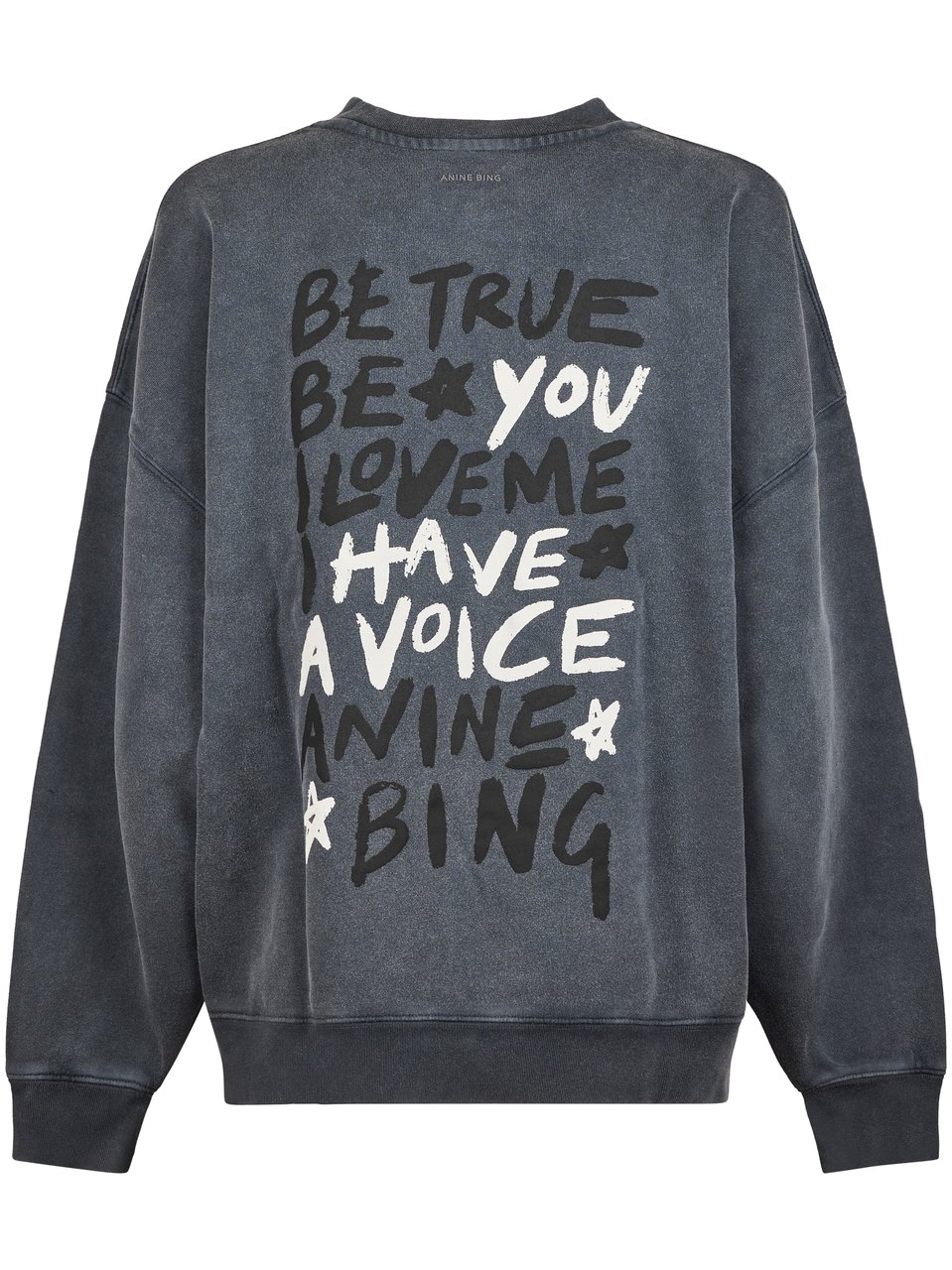 Anine Bing Washed Charcoal Grey Sweatshirt with Graphic Logo Grijs