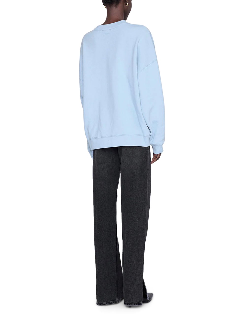 Anine Bing Light Blue Relaxed Fit Sweatshirt with Textured Logo Blauw