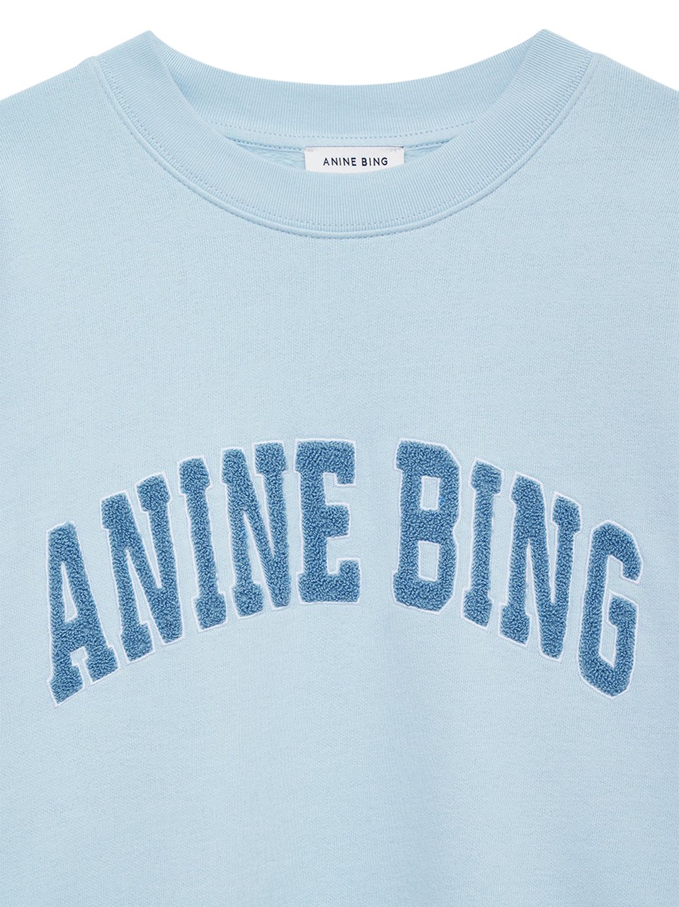 Anine Bing Light Blue Relaxed Fit Sweatshirt with Textured Logo Blauw