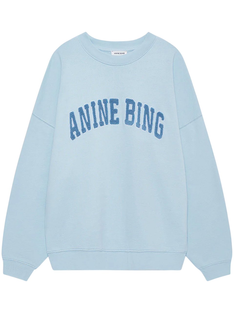 Anine Bing Light Blue Relaxed Fit Sweatshirt with Textured Logo Blauw