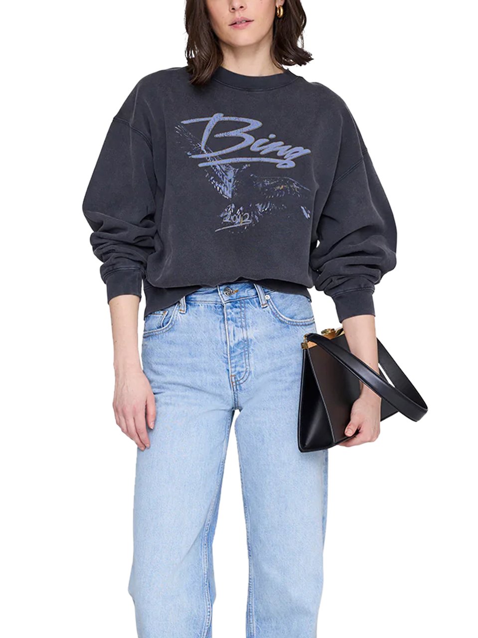 Anine Bing Vintage-Inspired Graphic Eagle Sweatshirt Zwart