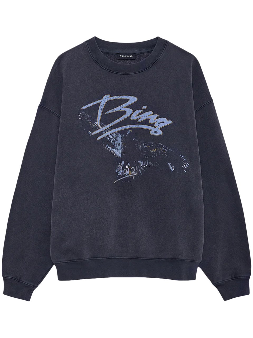 Anine Bing Vintage-Inspired Graphic Eagle Sweatshirt Zwart