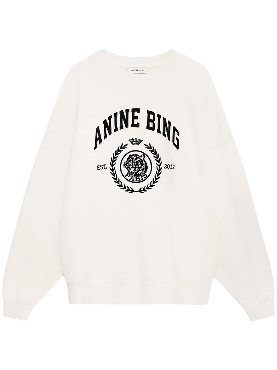 Anine Bing Collegiate Print Cotton Sweatshirt with Relaxed Fit Wit