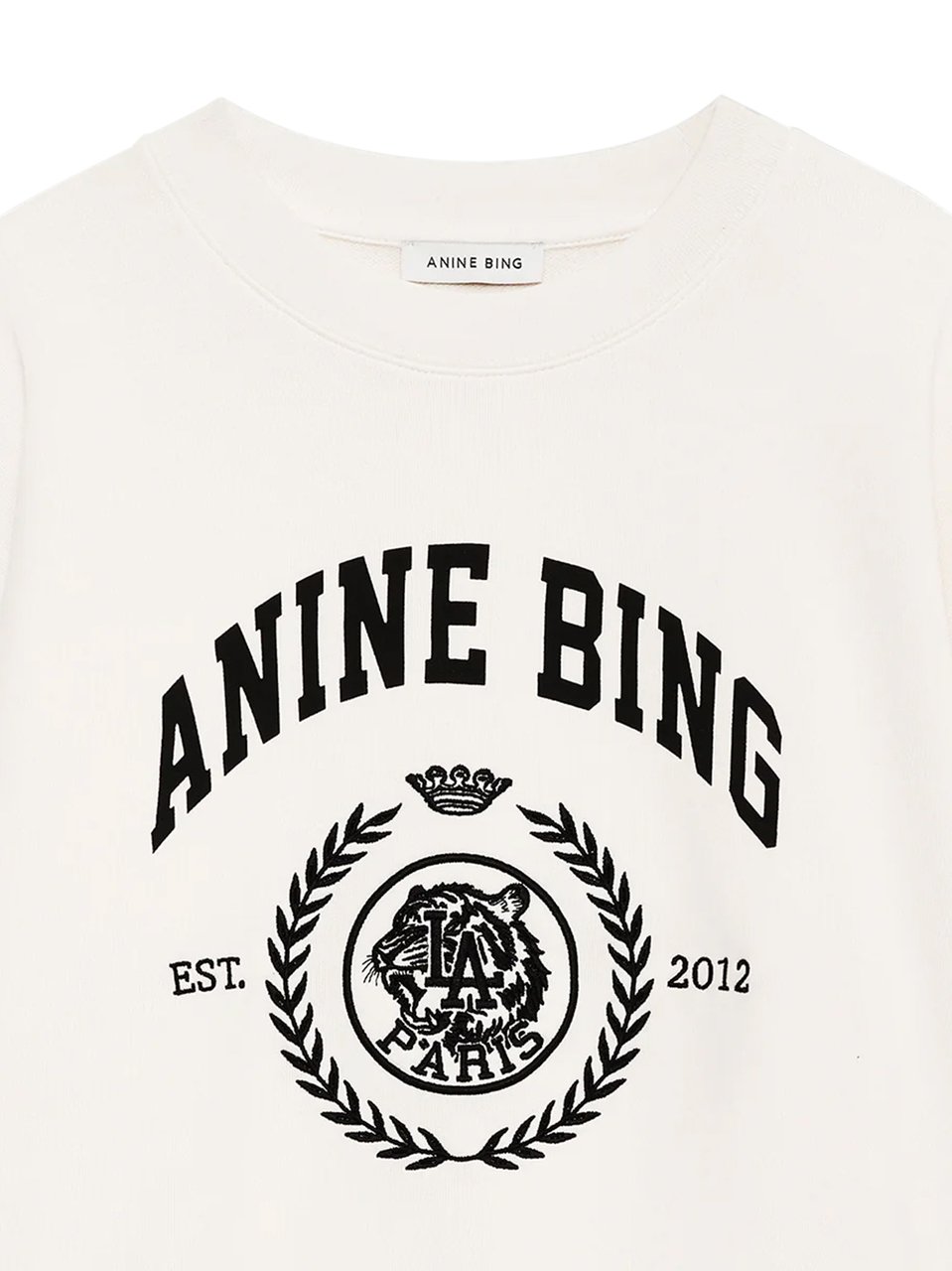 Anine Bing Collegiate Print Cotton Sweatshirt with Relaxed Fit Wit