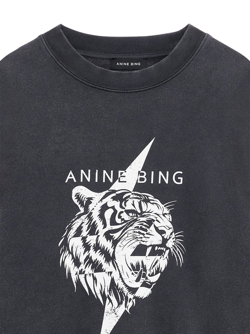 Anine Bing Relaxed Fit Black Sweatshirt with Roaring Tiger Graphic Zwart