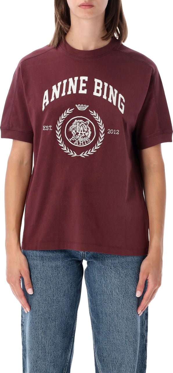 Anine Bing Jay Leen Collegiate Tee Viola Maroon