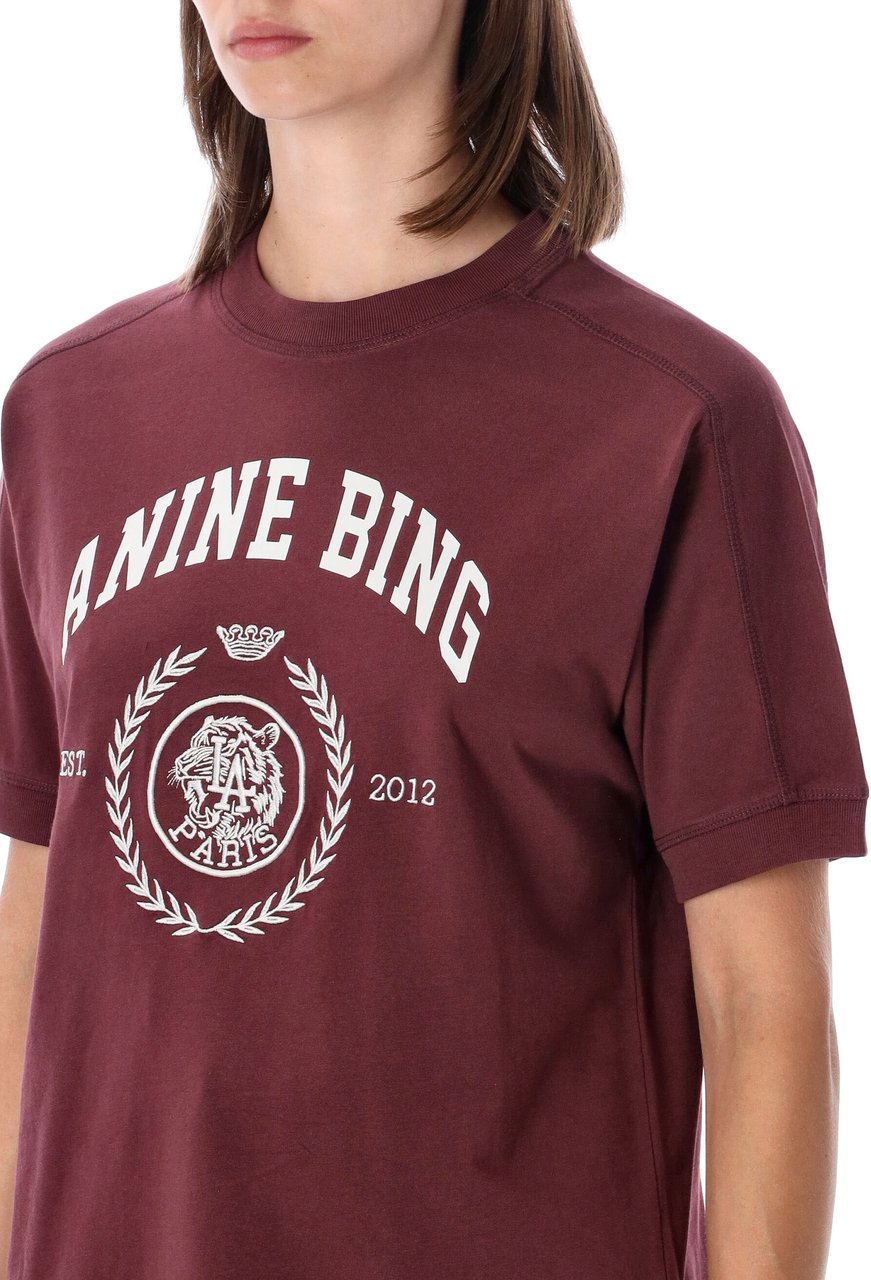 Anine Bing Jay Leen Collegiate Tee Viola Maroon