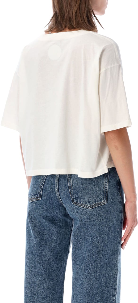Anine Bing Johnny Cropped Tee Bianco Wit
