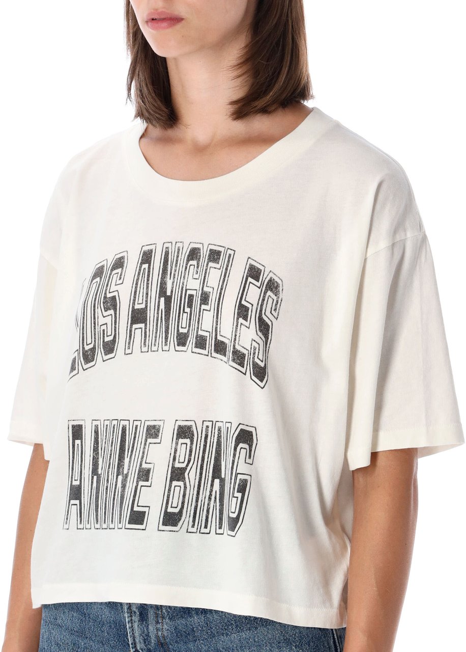 Anine Bing Johnny Cropped Tee Bianco Wit