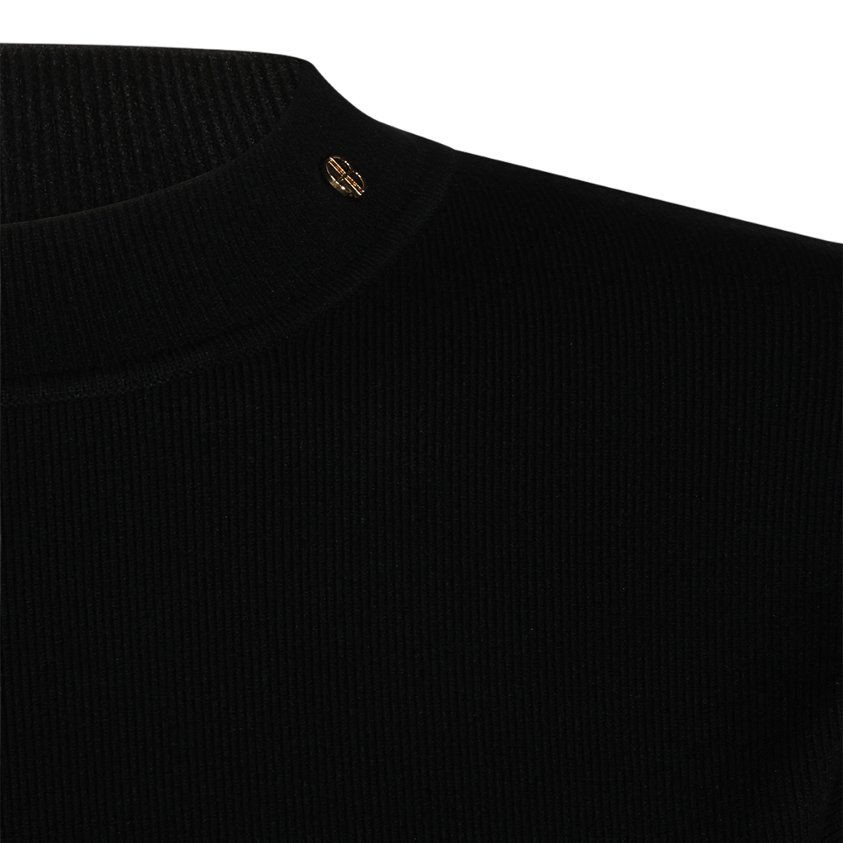 Anine Bing Fitted Ribbed Knit Sweater with Wide Cuffs Zwart