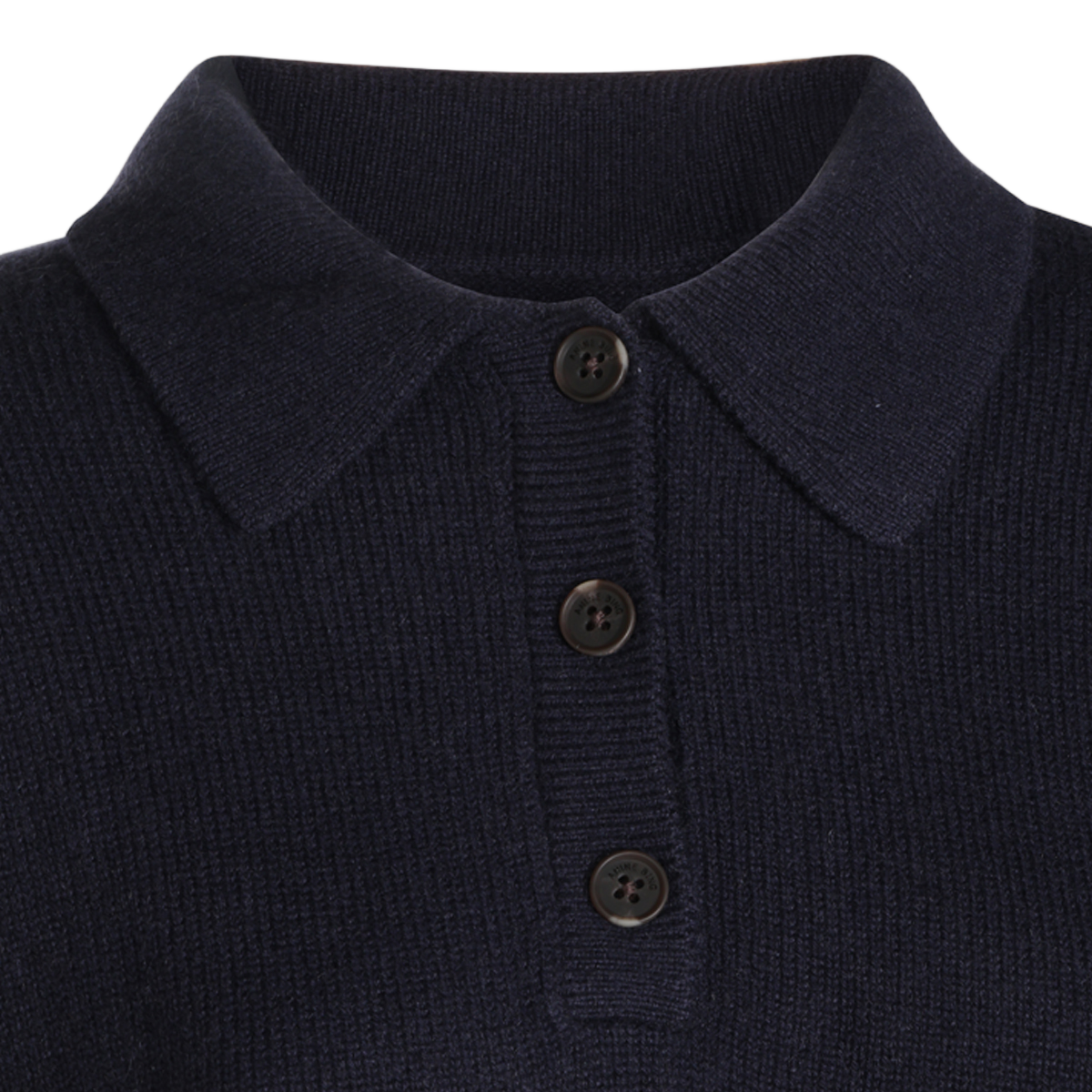 Anine Bing Polo Collar Sweater with Ribbed Detailing Zwart