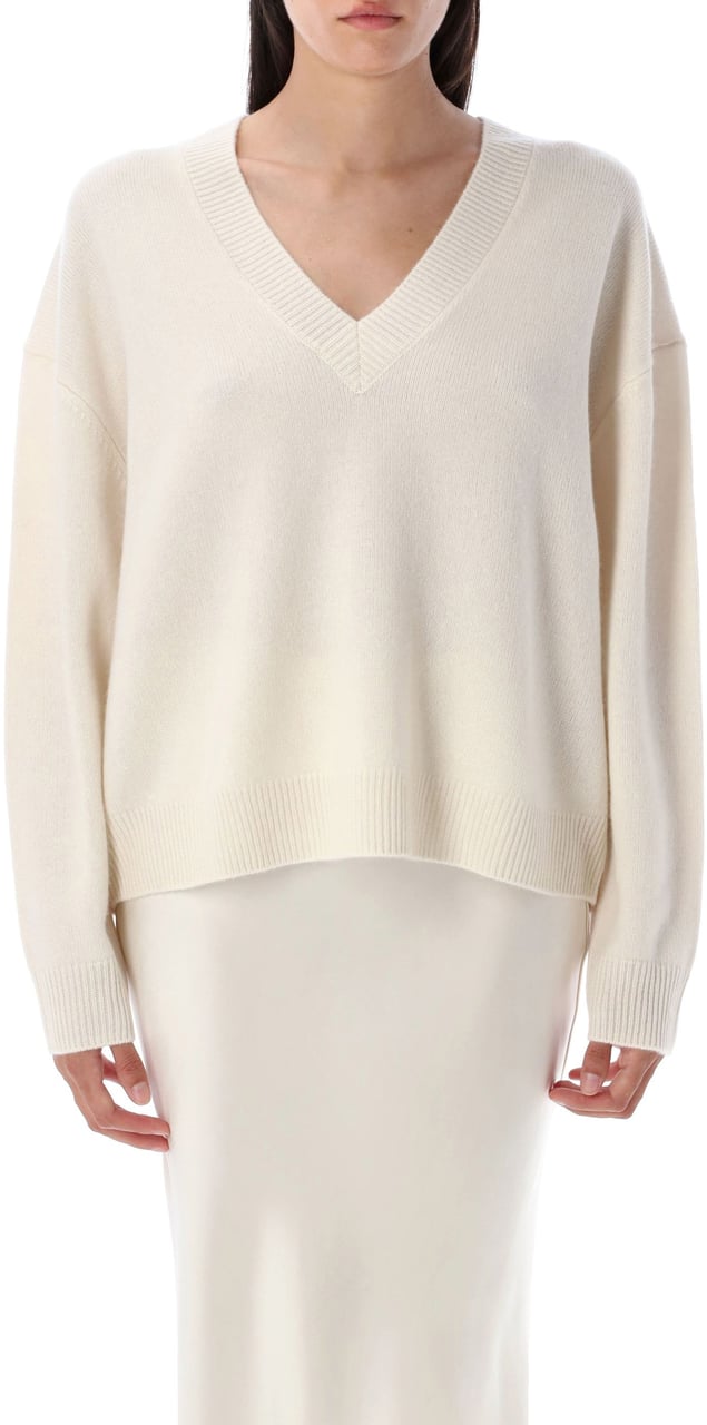Anine Bing Lee V Neck Knit Bianco Wit