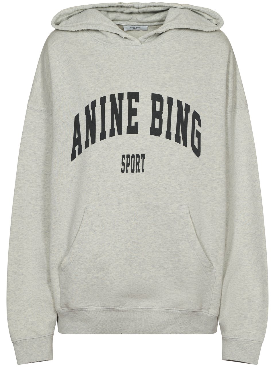 Anine Bing Heathered Cotton Hoodie with Bold Text Detail Wit