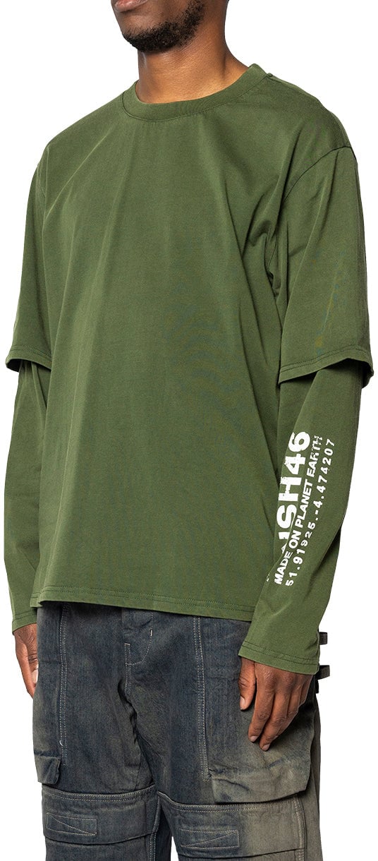 ANSH46 LOGO DOUBLE SLEEVE GREEN Groen
