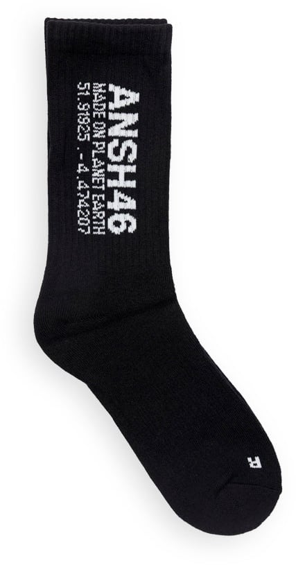 ANSH46 LOGO SOCKS BLACK / WHITE Zwart