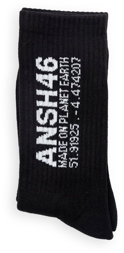 ANSH46 LOGO SOCKS BLACK / WHITE Zwart