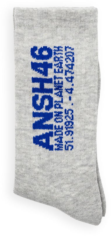 ANSH46 LOGO SOCKS GREY / BLUE Zwart