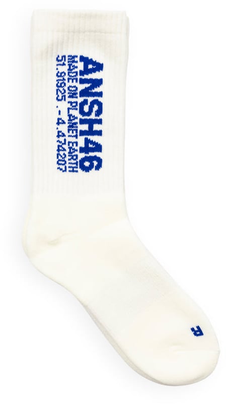 ANSH46 LOGO SOCKS WHITE / BLUE Wit