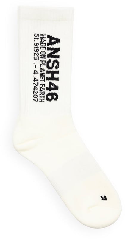 ANSH46 LOGO SOCKS WHITE / BLACK Wit