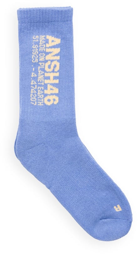 ANSH46 LOGO SOCKS BLUE / CREAM Blauw
