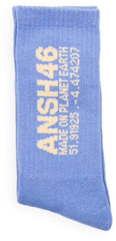 ANSH46 LOGO SOCKS BLUE / CREAM Blauw