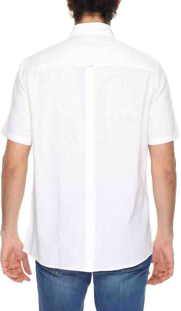 Antony Morato White Linen Shortsleeve Shirt Wit