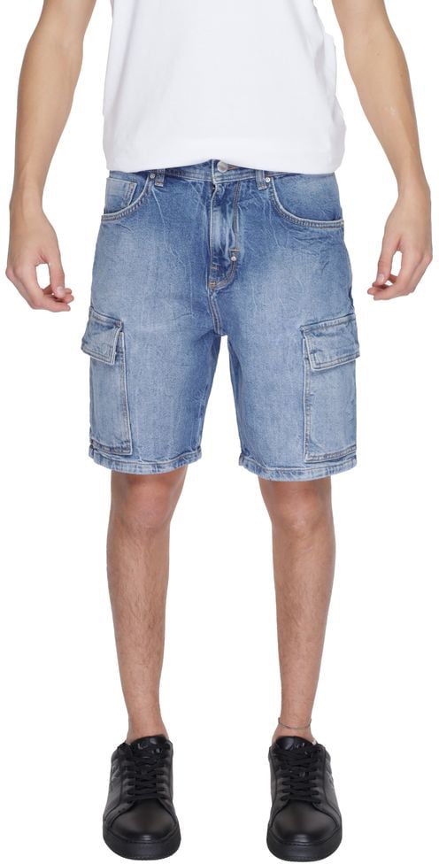 Antony Morato Blue Cotton Bermuda Shorts Blauw