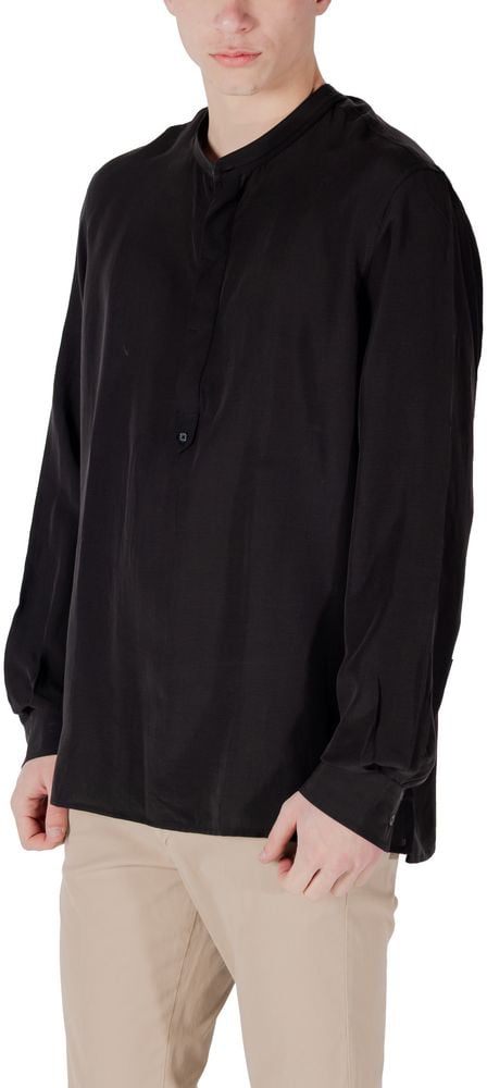 Antony Morato Black Lyocell Shirt Zwart
