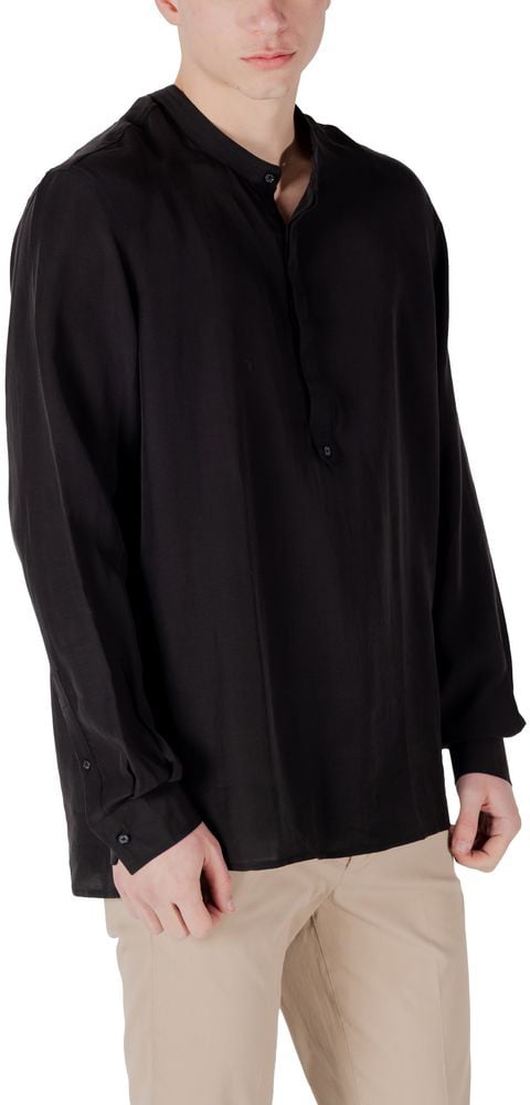 Antony Morato Black Lyocell Shirt Zwart