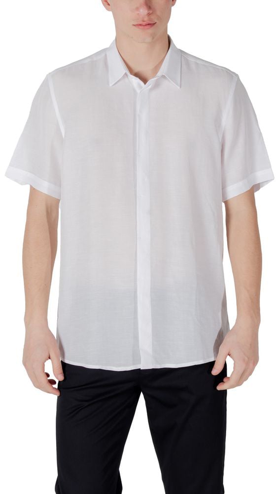 Antony Morato White Lyocell Shortsleeve Shirt Wit