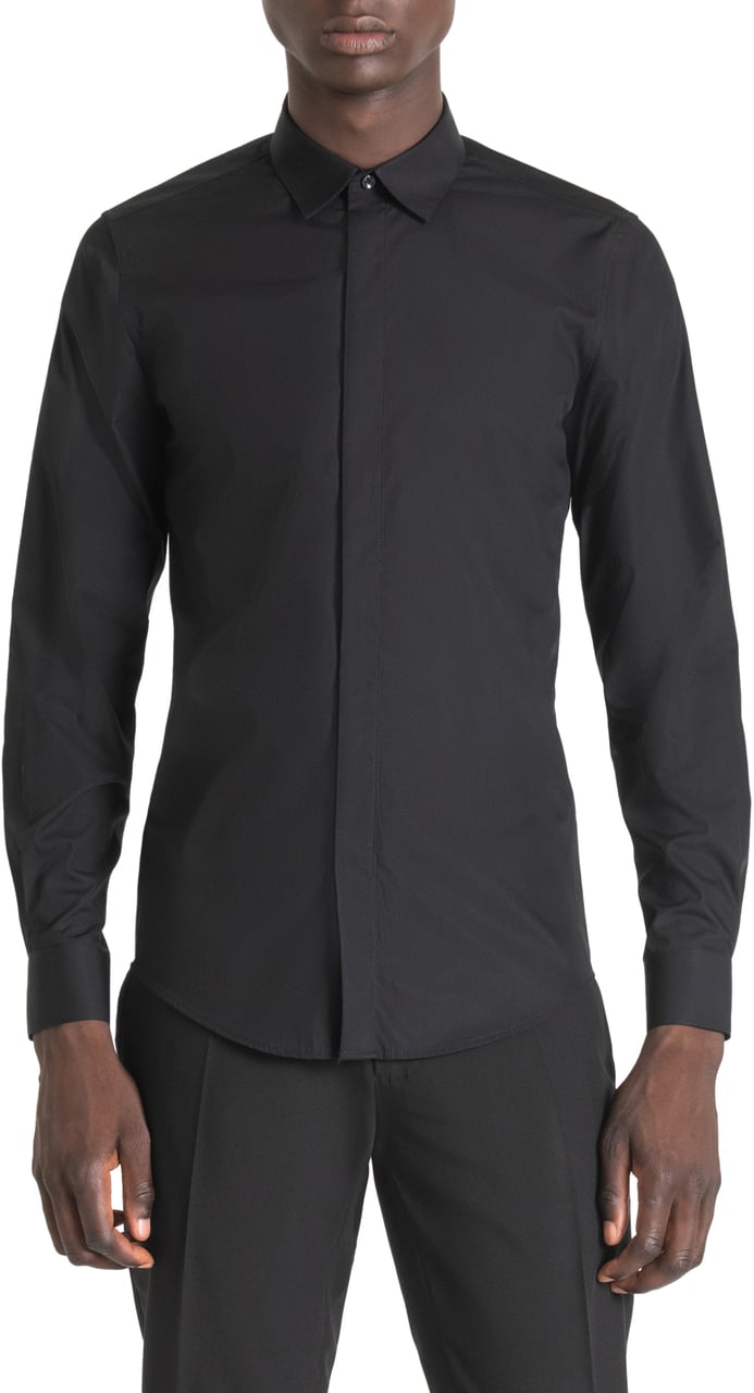 Antony Morato "LONDON" SLIM-FIT SHIRT WITH CONCEALED BUTTONS Zwart