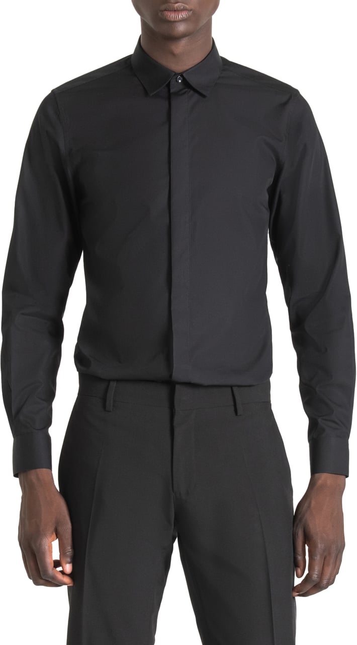 Antony Morato "LONDON" SLIM-FIT SHIRT WITH CONCEALED BUTTONS Zwart