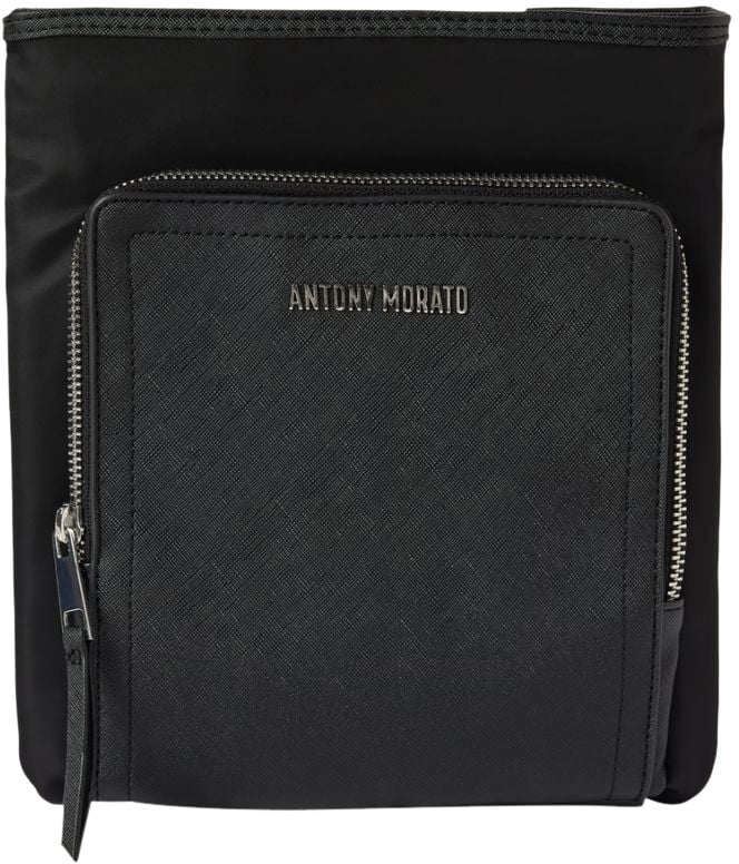 Antony Morato Antony Morato Schoudertas Hammered Faux Leather Black Zwart