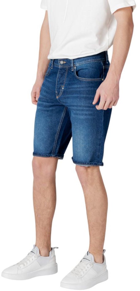 Antony Morato Blue Cotton Bermuda Shorts Blauw