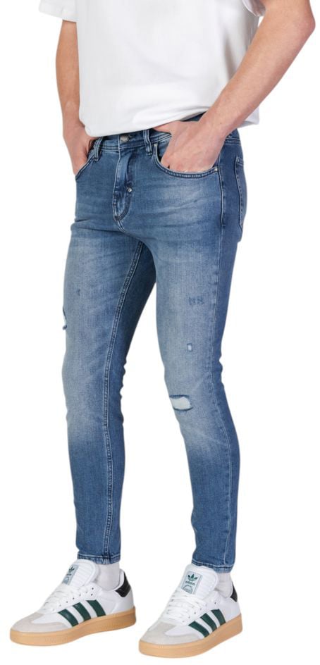 Antony Morato Blue Cotton Skinny Jeans Blauw