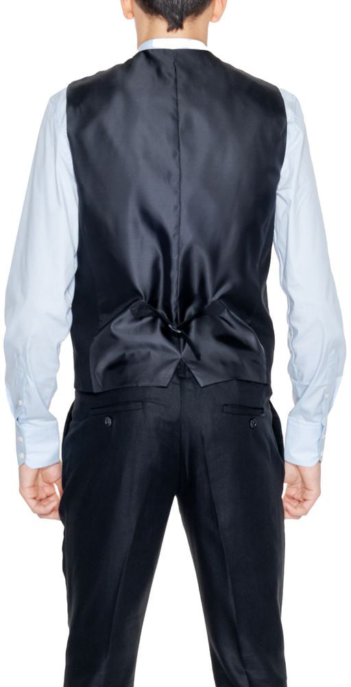 Antony Morato Black Linen Waistcoat Zwart