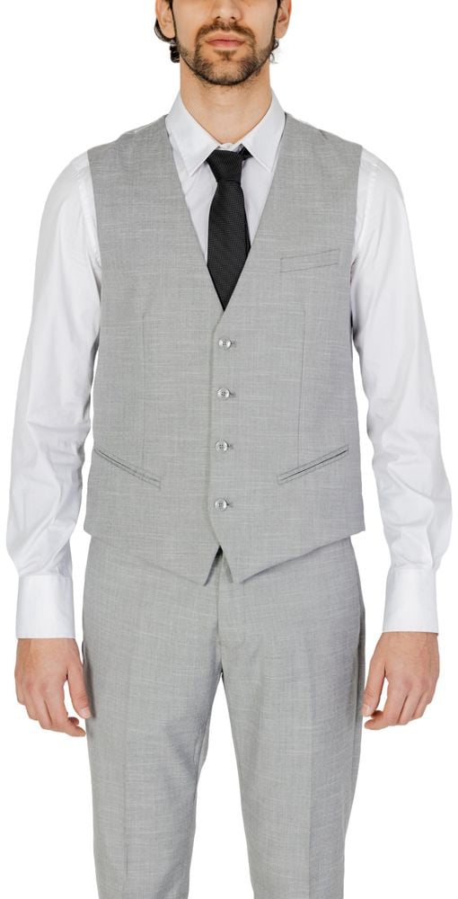 Antony Morato Gray Polyester Waistcoat Grijs