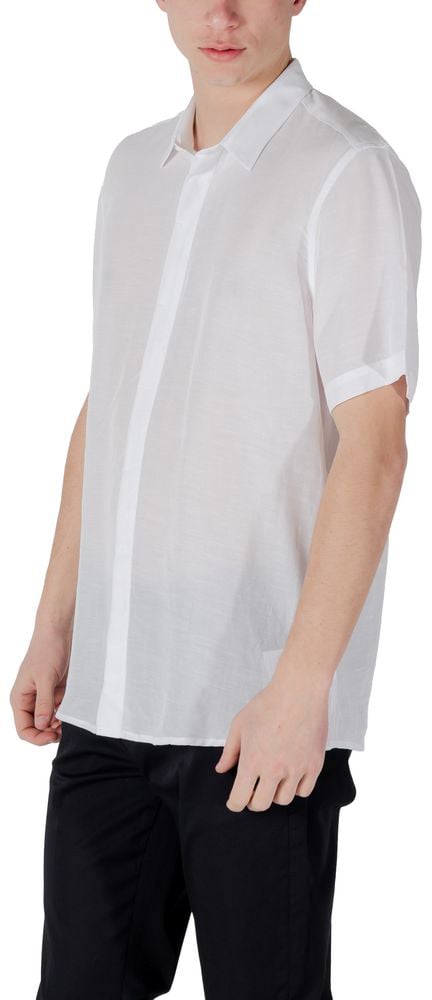 Antony Morato White Lyocell Shortsleeve Shirt Wit