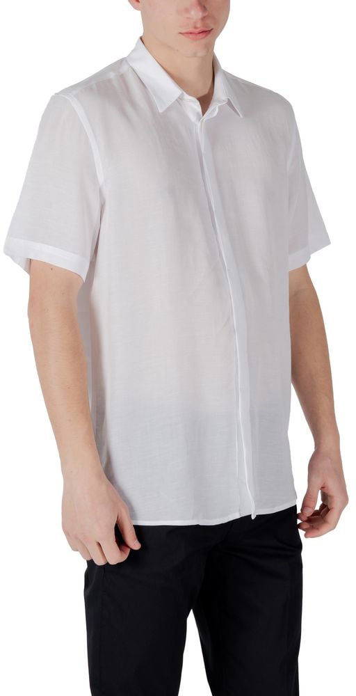 Antony Morato White Lyocell Shortsleeve Shirt Wit