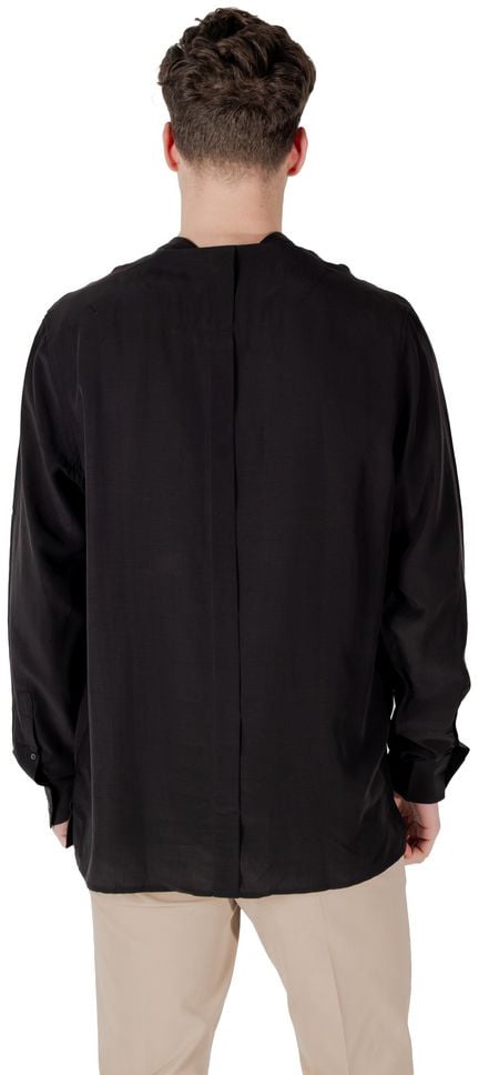 Antony Morato Black Lyocell Shirt Zwart