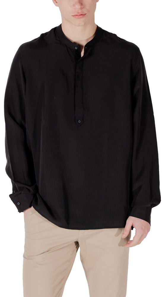 Antony Morato Black Lyocell Shirt Zwart