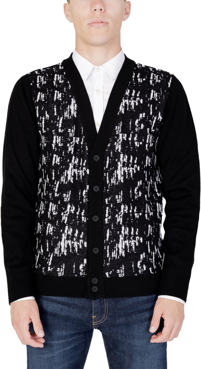 Antony Morato Black Wool Cardigan Zwart