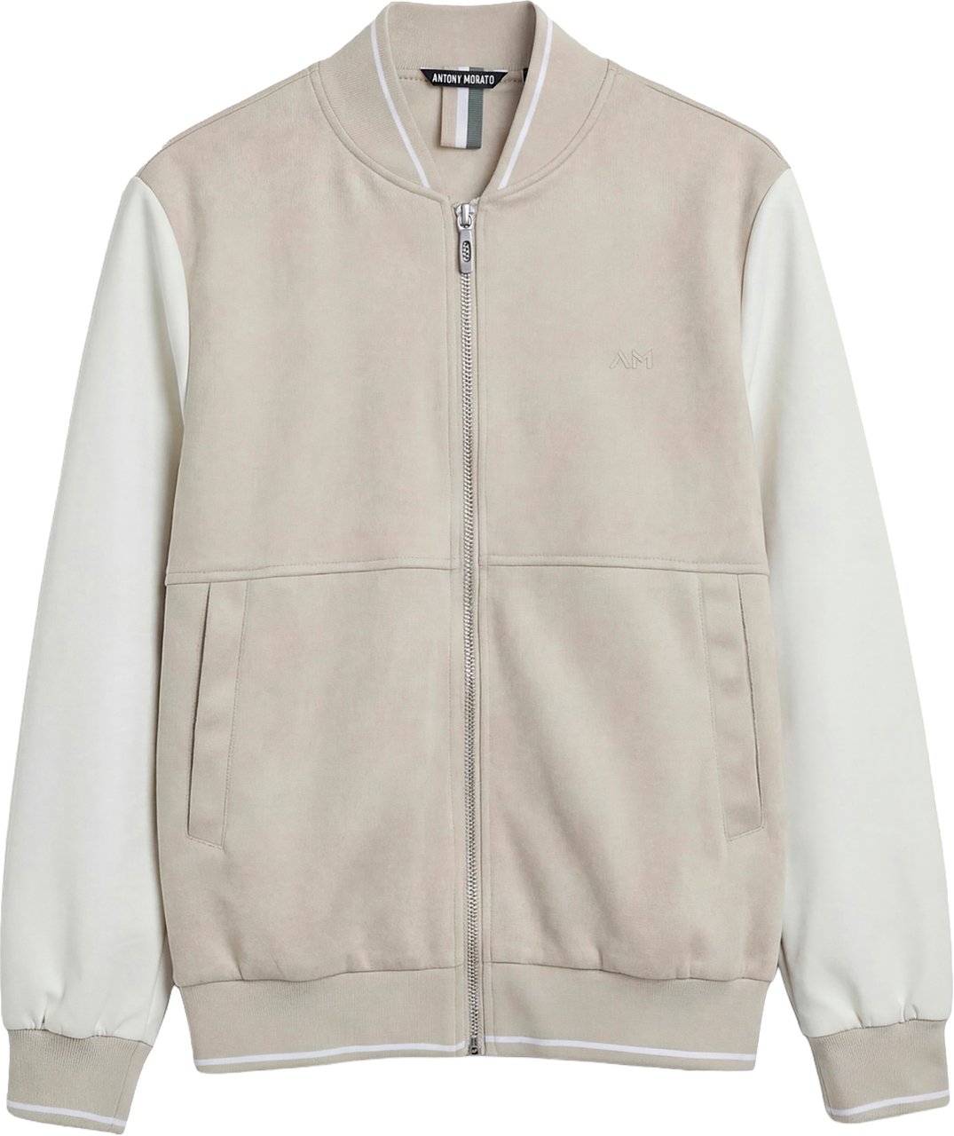 Antony Morato SWEATSHIRT REGULAR FIT IN FAKE SUEDE WITH SLEEVES IN FAUX LEATHER Beige