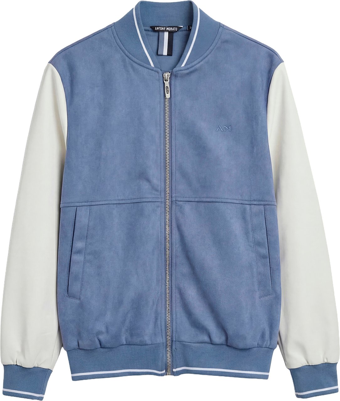 Antony Morato SWEATSHIRT REGULAR FIT IN FAKE SUEDE WITH SLEEVES IN FAUX LEATHER Blauw