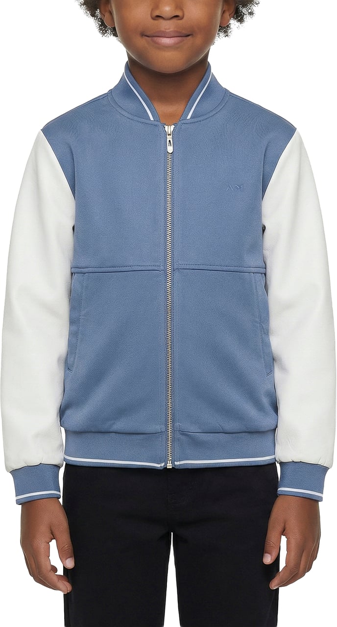 Antony Morato SWEATSHIRT REGULAR FIT IN FAKE SUEDE WITH SLEEVES IN FAUX LEATHER Blauw