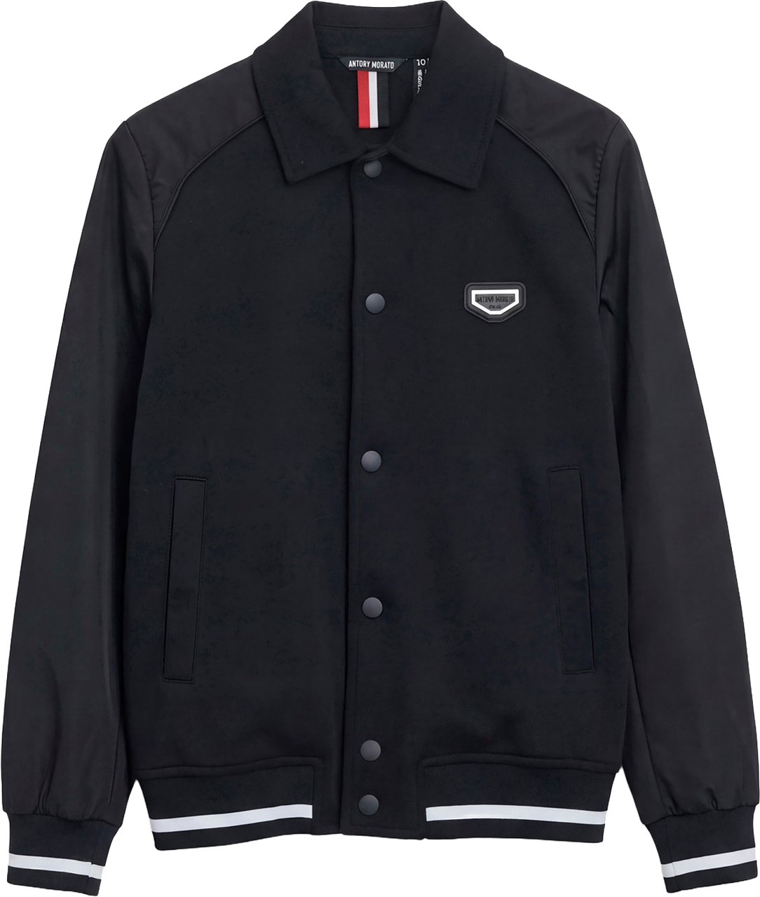 Antony Morato FLEECE BOMBER REGULAR FIT CONTRAST FABRIC SLEEVES WITH PATCH Zwart