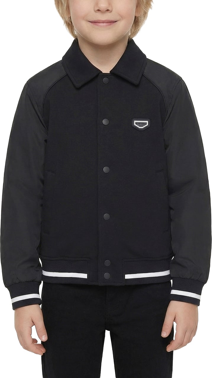 Antony Morato FLEECE BOMBER REGULAR FIT CONTRAST FABRIC SLEEVES WITH PATCH Zwart