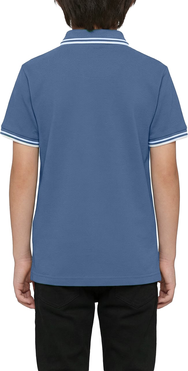 Antony Morato POLO REGULAR FIT KOREAN COLLAR IN PIQUET FABRIC WITH TIGER PRINT PATCH AND MATT PLASTIC LOGO Blauw