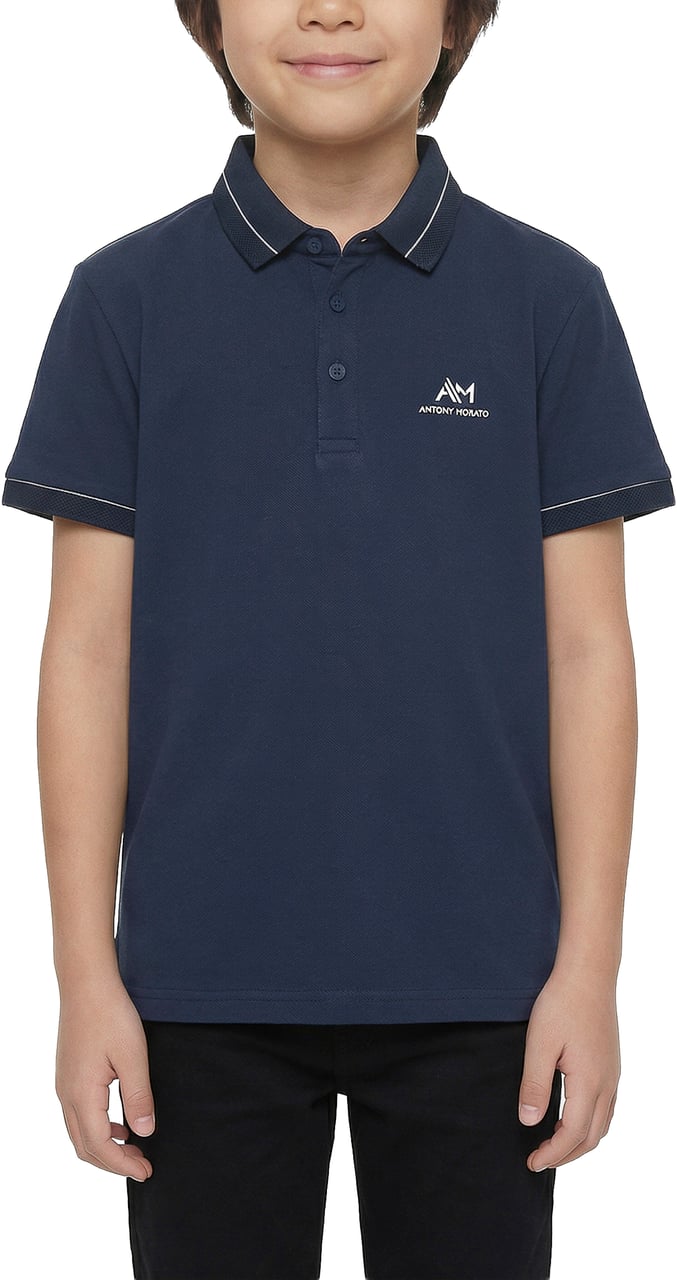 Antony Morato POLO REGULAR FIT IN MERCERIZED PIQUET COTTON FABRIC WITH FOAM LOGO PRINT Blauw
