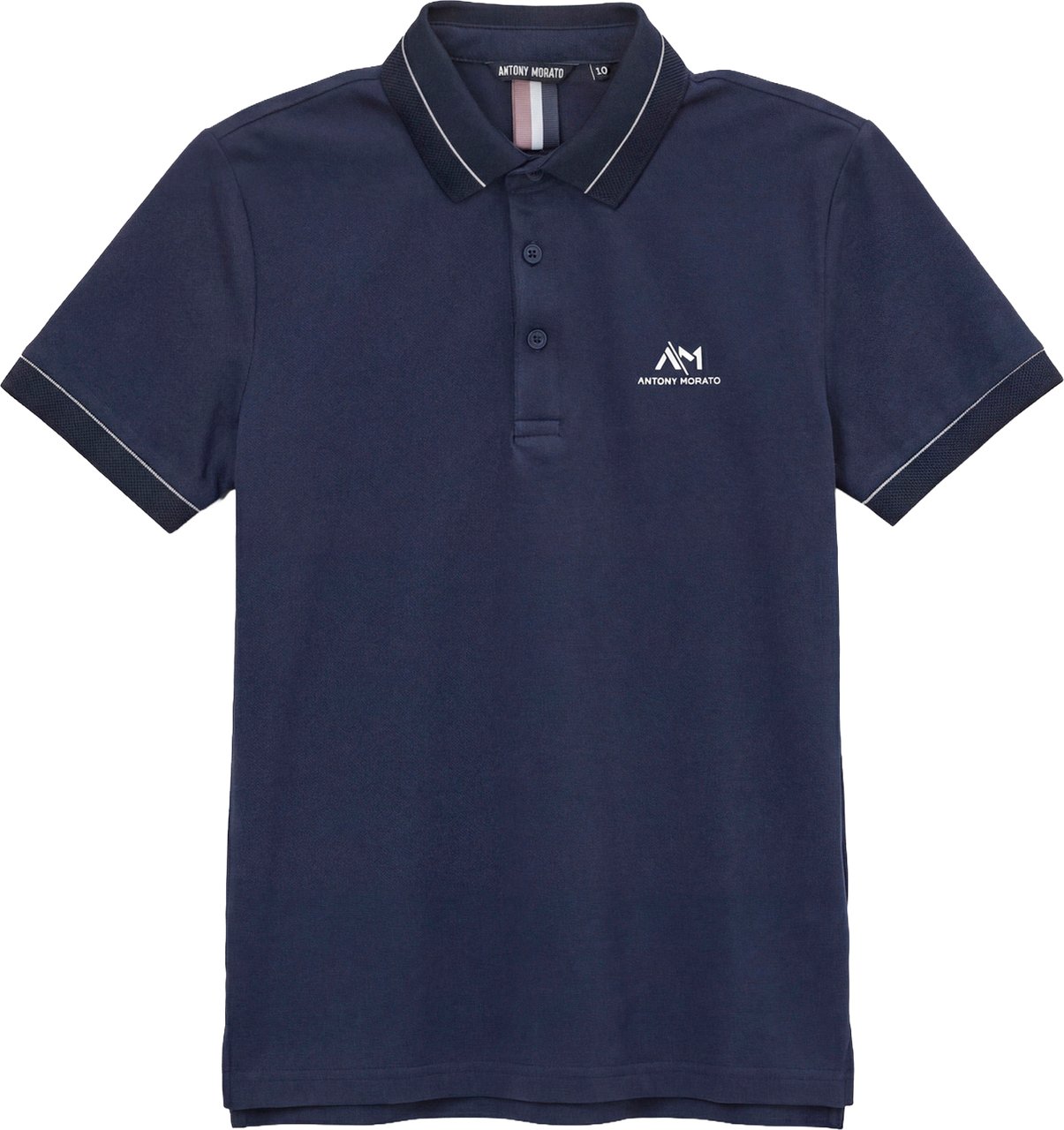 Antony Morato POLO REGULAR FIT IN MERCERIZED PIQUET COTTON FABRIC WITH FOAM LOGO PRINT Blauw